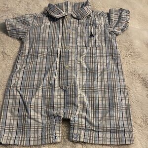 Izod Blue and White Plaid Kids One Piece